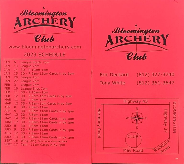 Event Lineup Bloomington Archery Club